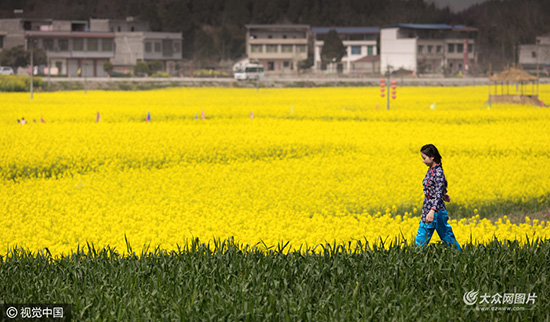 四川綿陽：村民打造“奇葩”稻草雕塑與模特斗艷